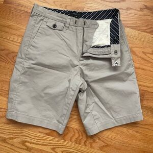 Ted Baker Men’s Light Khaki Flat-Front Stretch Cotton Shorts